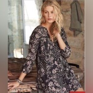 Lilla P Brown and Pink Floral Lined 100% Cotton Dress Size XS PTP 18”-19” EUC